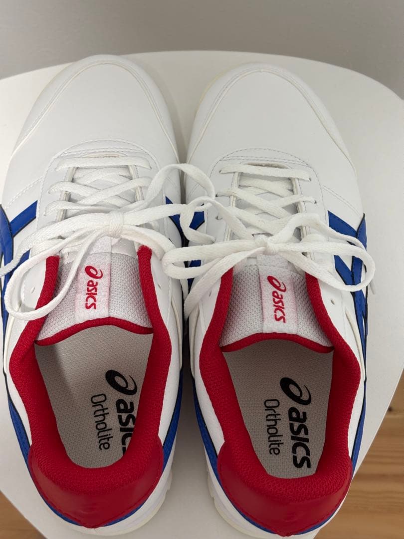 asics ゴルフシューズ　ホワイト/ブルー/レッド