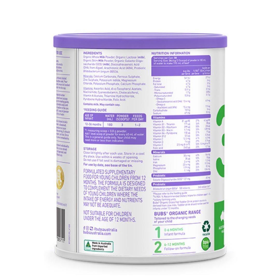 3缶 Bubs バブズ オーガニック 粉ミルク ステップ3 FREMON出品