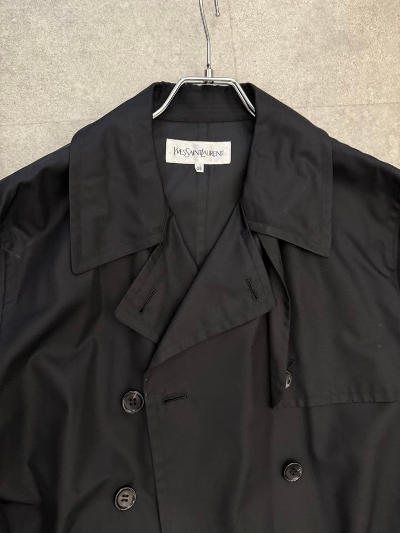 イブ・サンローラン　シルクトレンチコート38黒