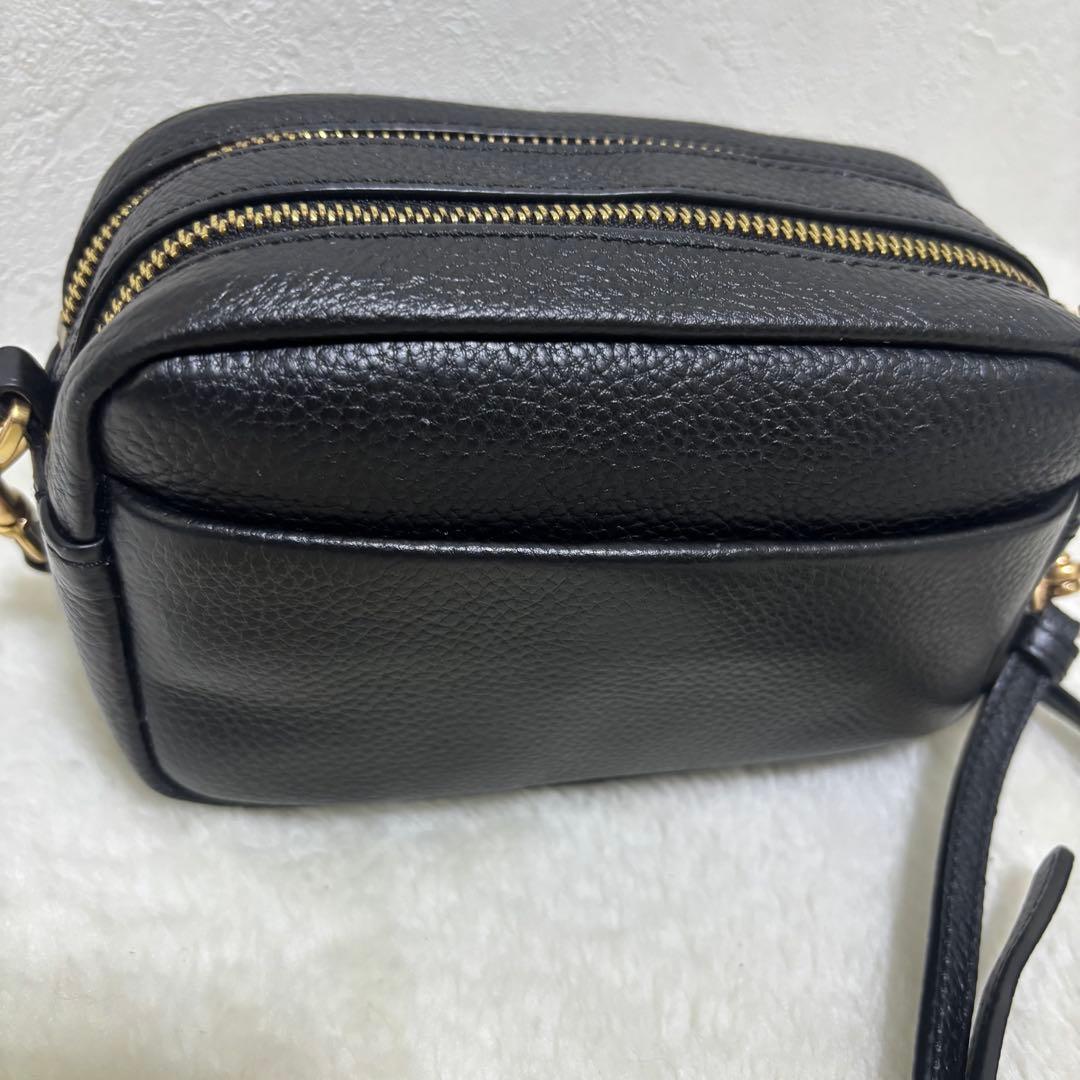 【未使用級】Tory Burch ブラック レザーショルダーバッグ カメラ 2層