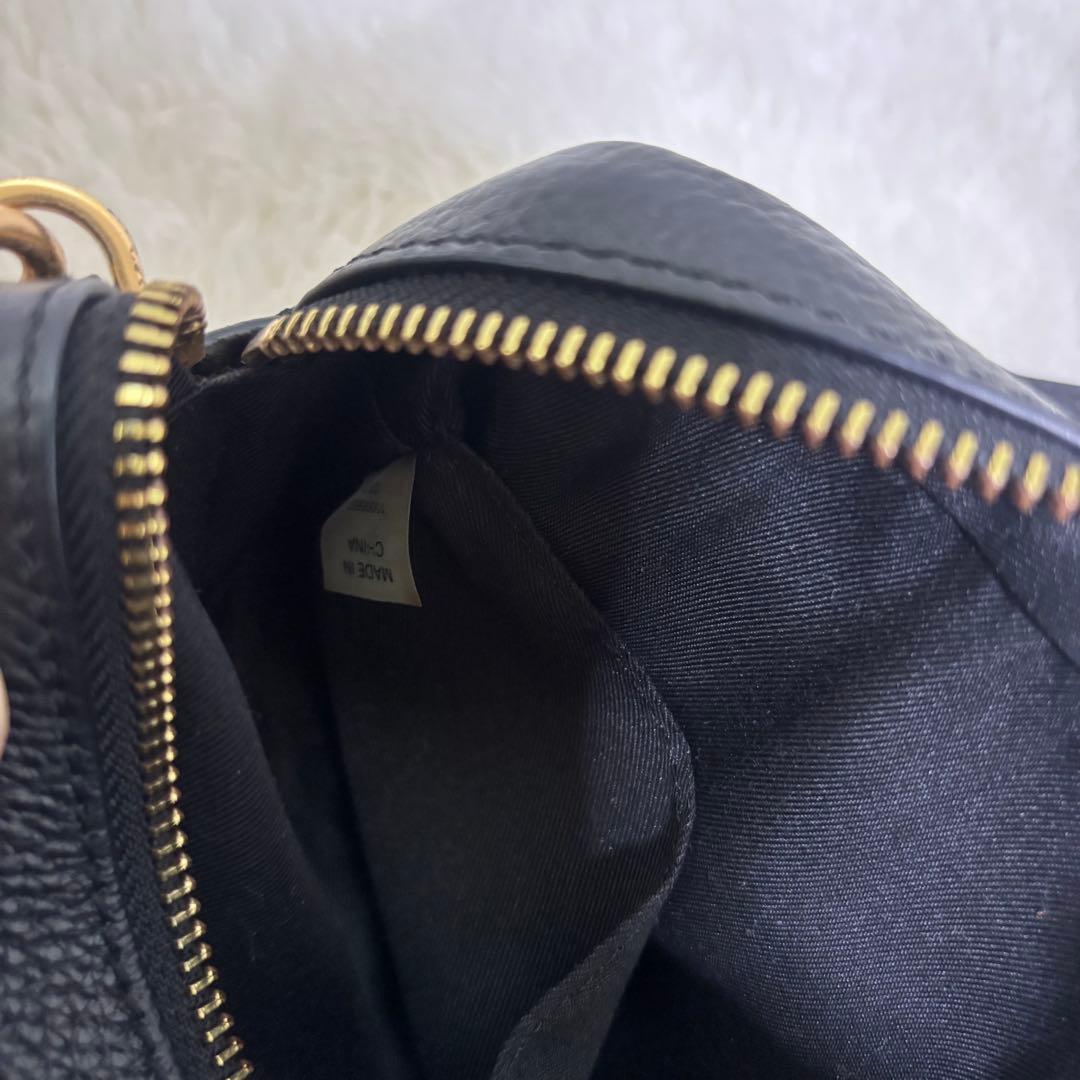 【未使用級】Tory Burch ブラック レザーショルダーバッグ カメラ 2層