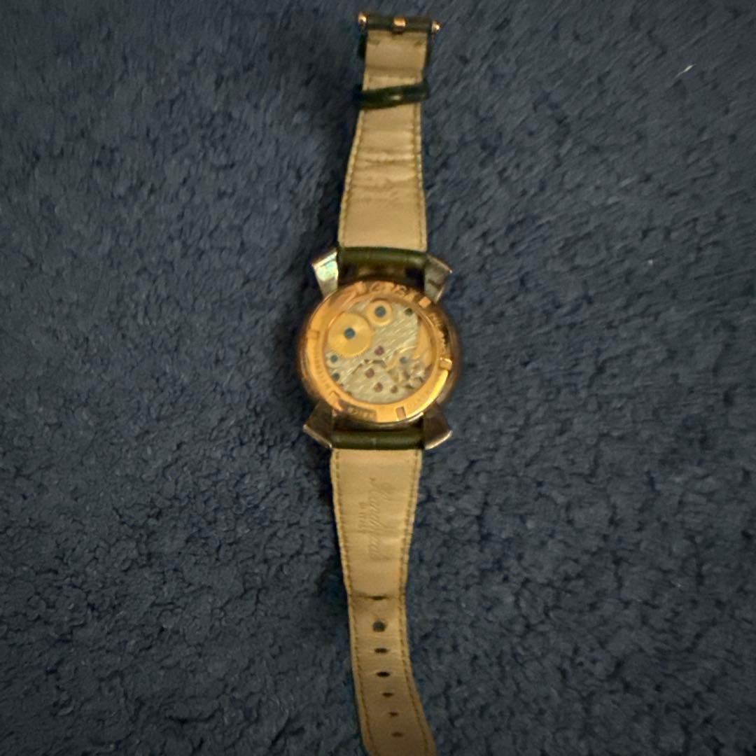 GaGaMILANOグリーン レザーベルト マヌアーレ48mm