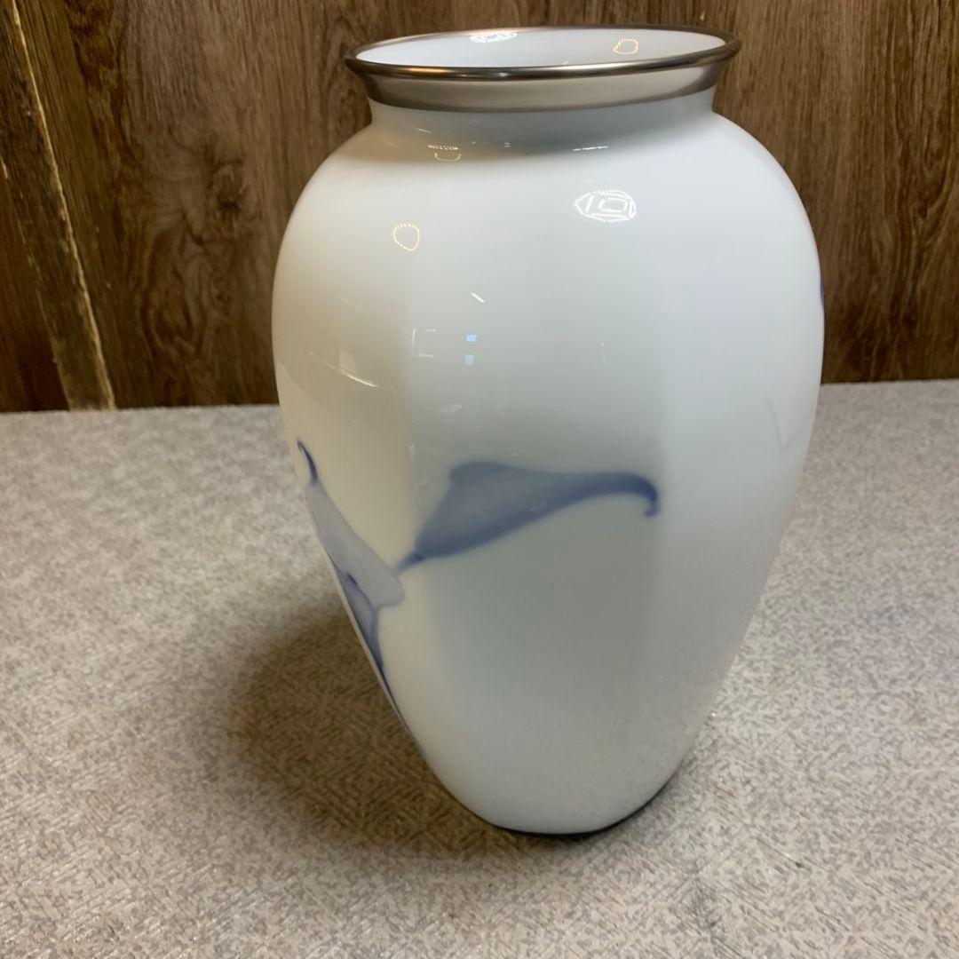 H792\" 大倉陶園 66A/8132 ブルーカラー 28㎝ 花生