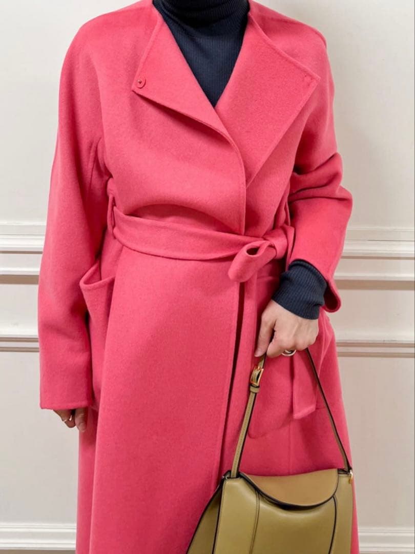 美品 Ballsay プレミアムウールリバーノーカラーコート ロングコート