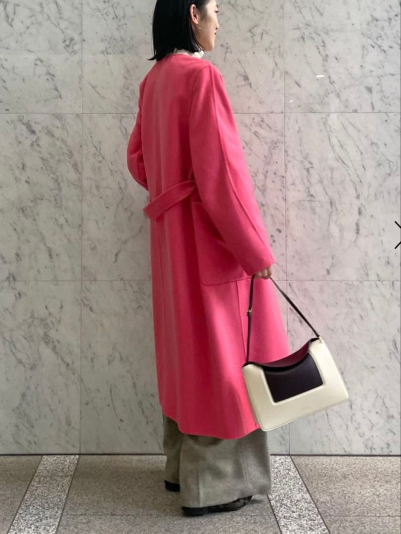 美品 Ballsay プレミアムウールリバーノーカラーコート ロングコート