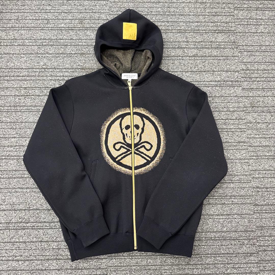 マークアンドロナ　パーカー　黒　ニット生地
