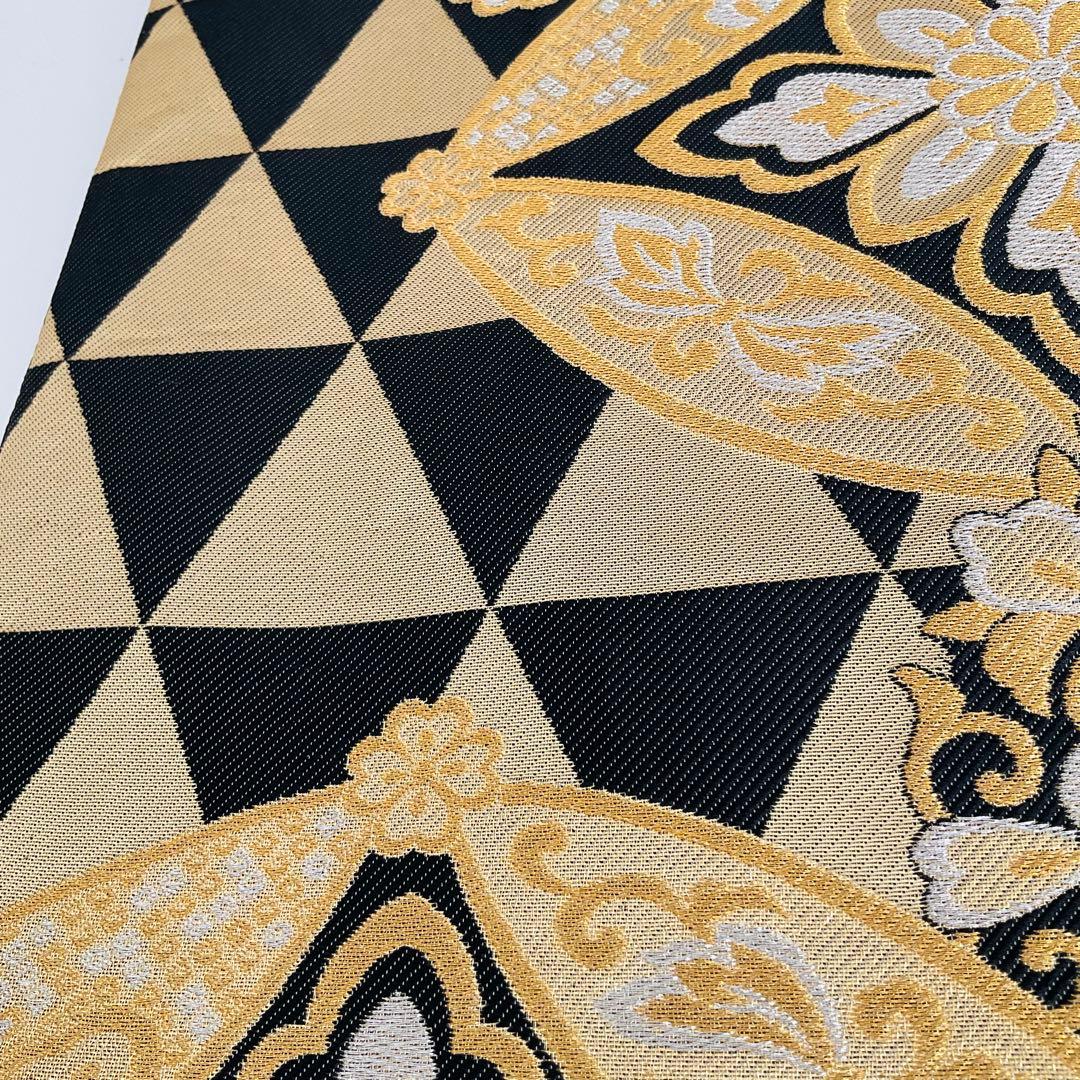 袋帯　振袖用袋帯No.170 黒系　金系　正倉院鱗花紋