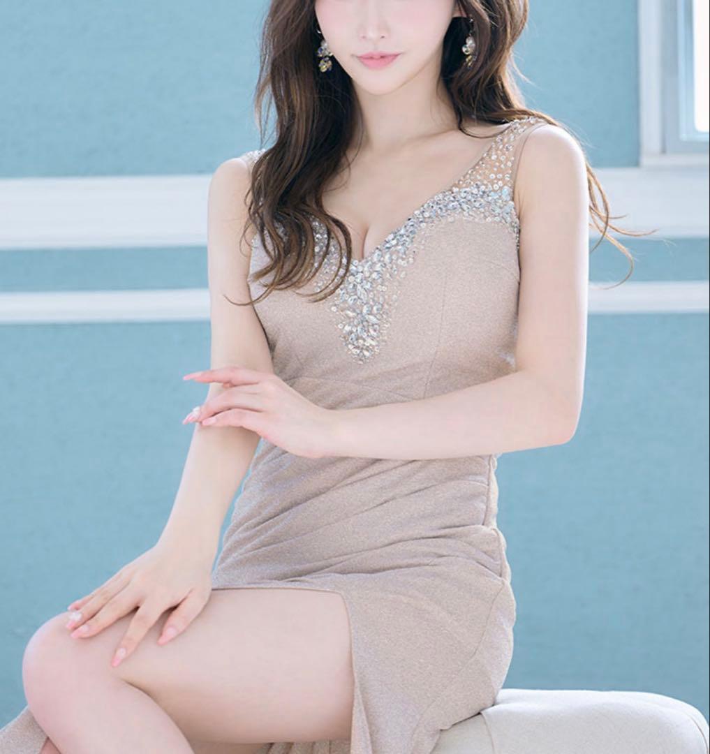 スリット入り ロングドレス シャンパン Jewels