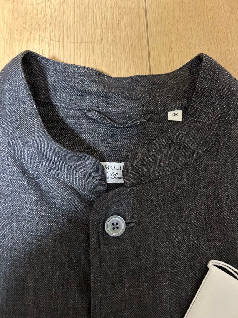 COMOLI サルバトーレピッコロ リネンスタンドカラージャケット 46