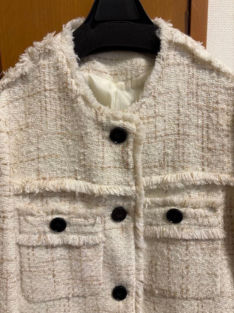 CLANEクラネ⭐︎ノーカラーツイードジャケット/新品未使用試着のみ/タグなし
