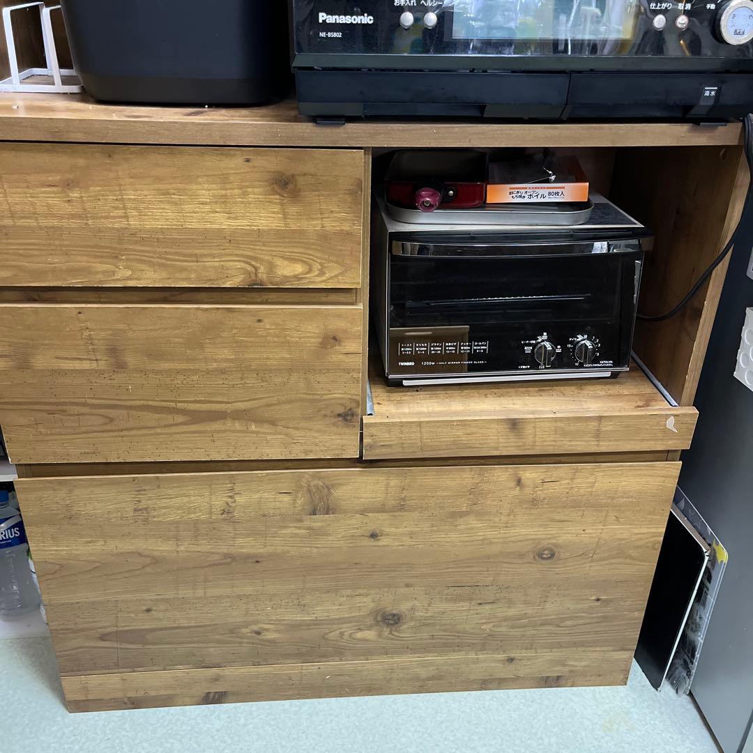 送料込　モダンデコ食器棚 カップボード　木目　ナチュラル　北欧　キッチン収納