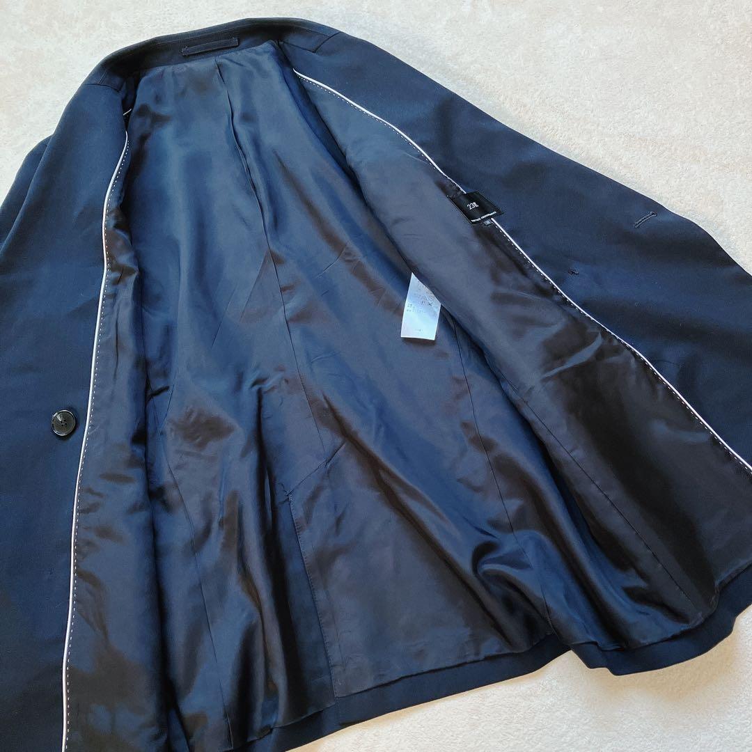 23区 ウールストレッチギャバダブル前ジャケット38 ネイビー 21AW