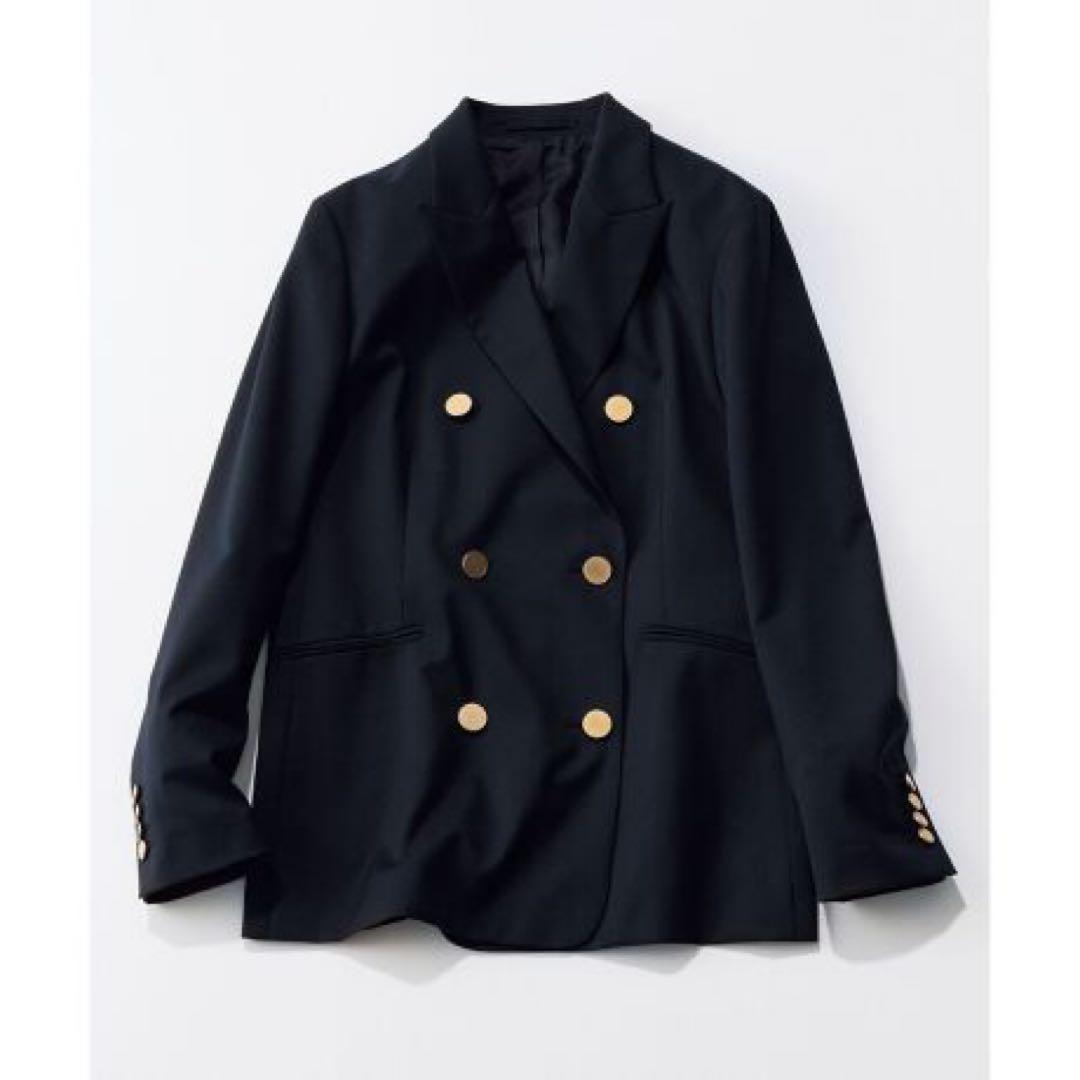 23区 ウールストレッチギャバダブル前ジャケット38 ネイビー 21AW