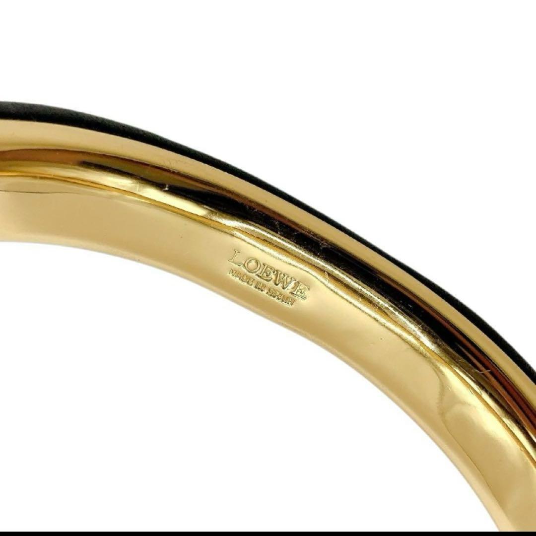 美品✨LOEWE ロエベ　バングル　アナグラム　ゴールド　ブラック　レザー　FS