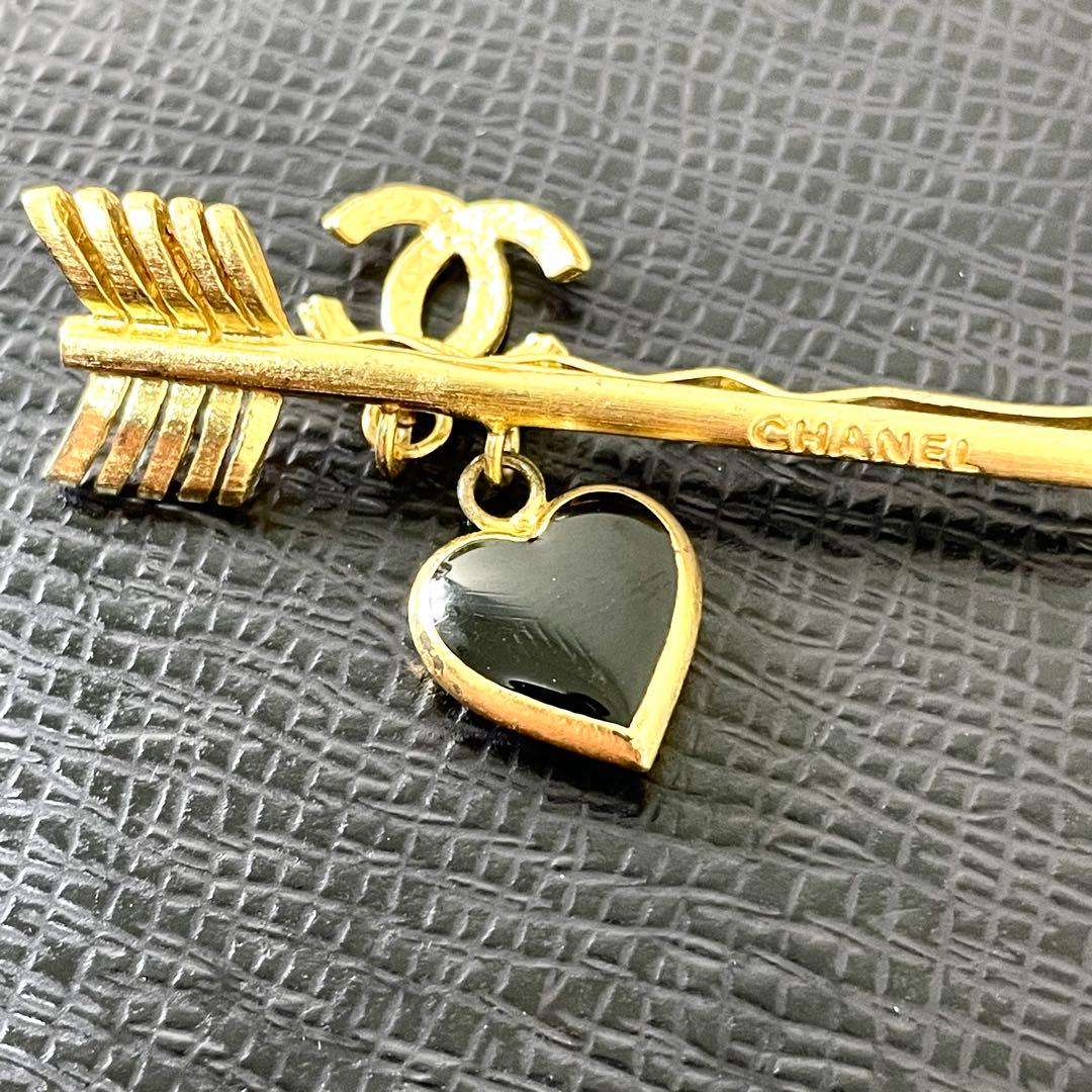 シャネル　CHANEL ヘアピン　ココマーク　ゴールド　ハート　ブラック　黒