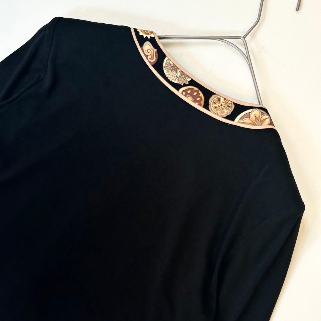 美品✨レオナール カンカン素材 ノーカラージャケット カーディガン 黒