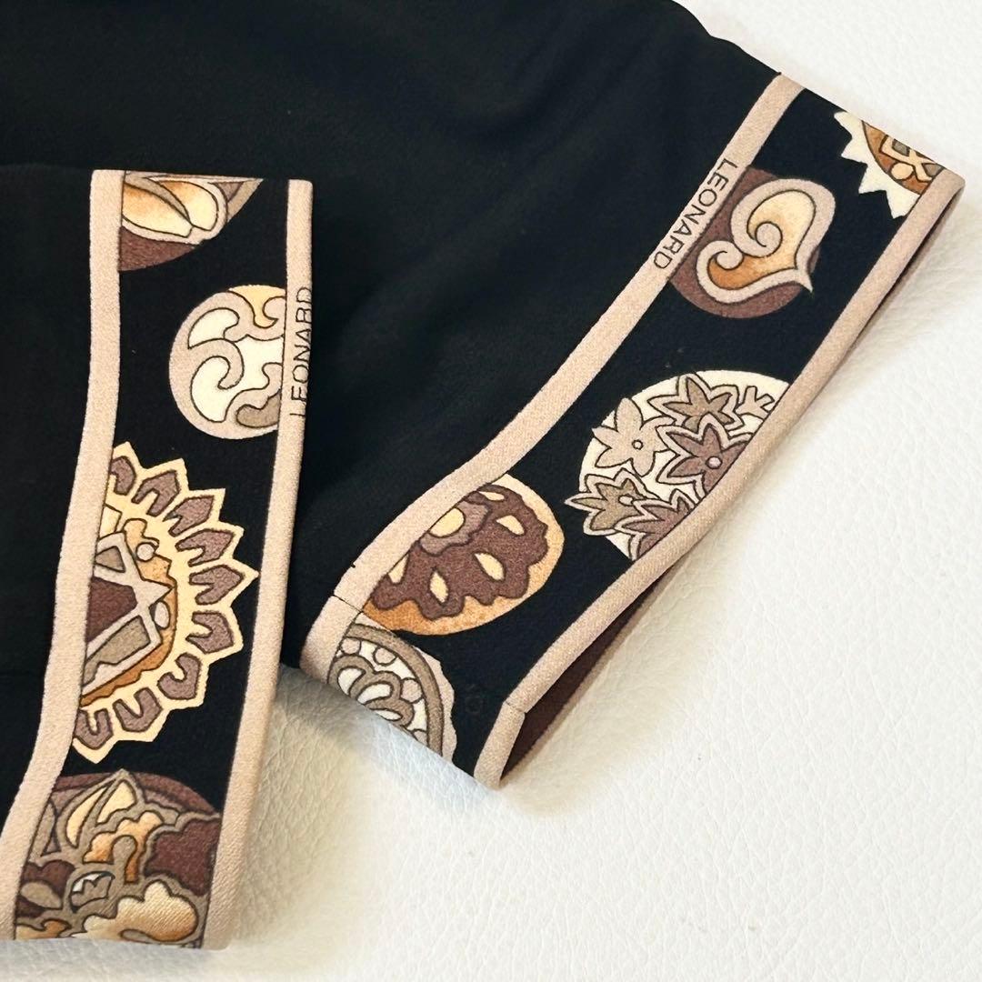 美品✨レオナール カンカン素材 ノーカラージャケット カーディガン 黒