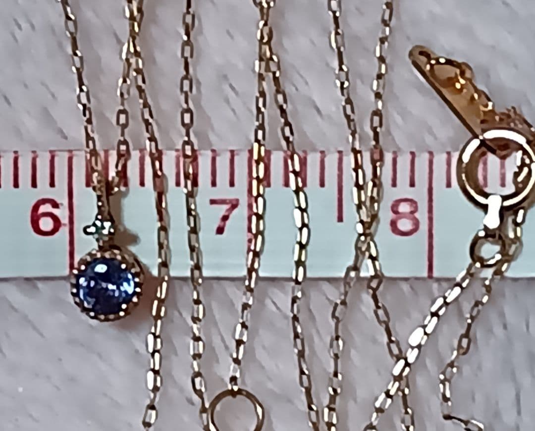 K10ネックレス　K10タンザナイトダイヤネックレス　46cm　トップ取り外し可