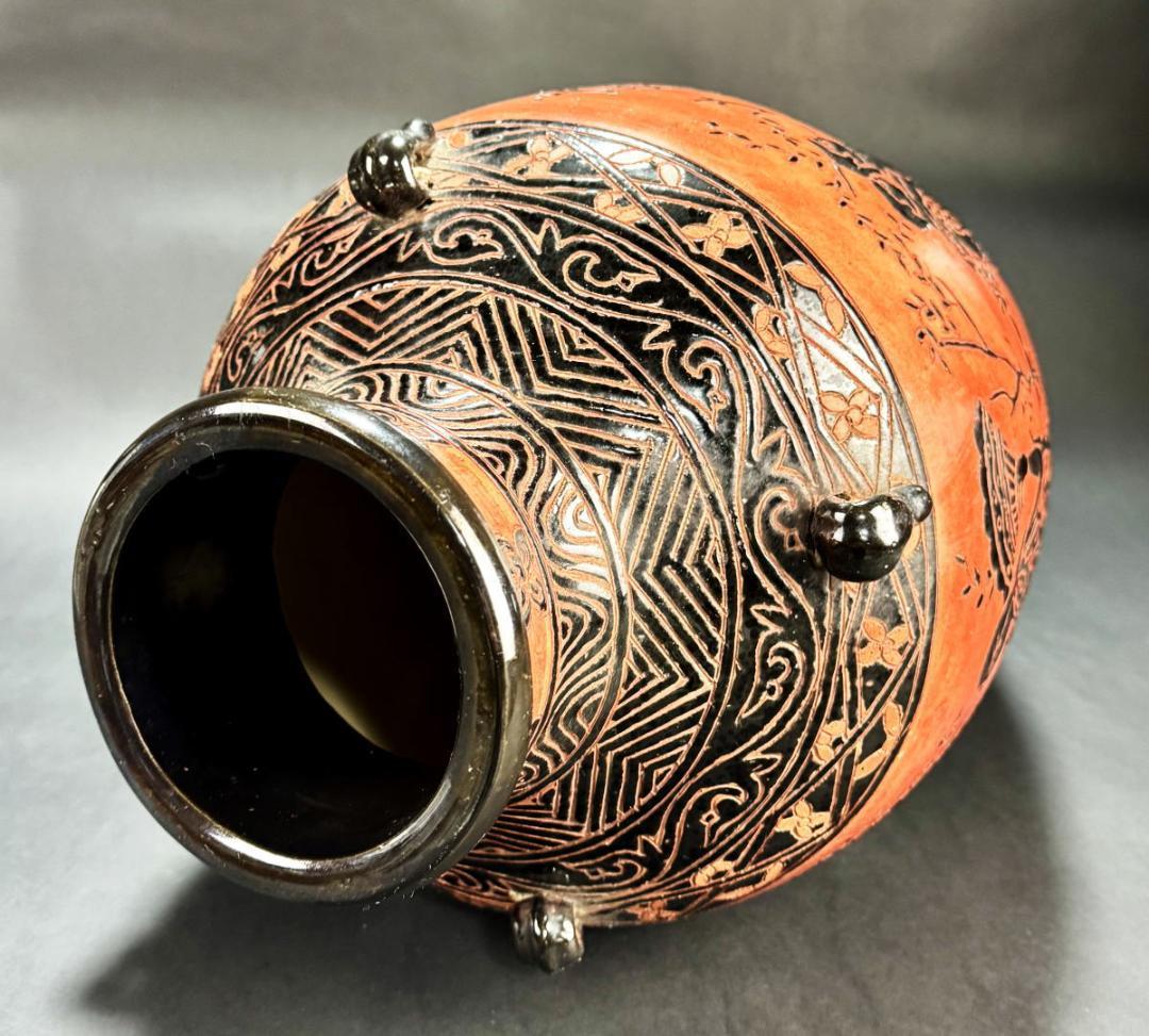 紀元前6～7世紀頃の様式 古代ギリシャ 黒絵式文様入神話文 四耳壺WWTT006