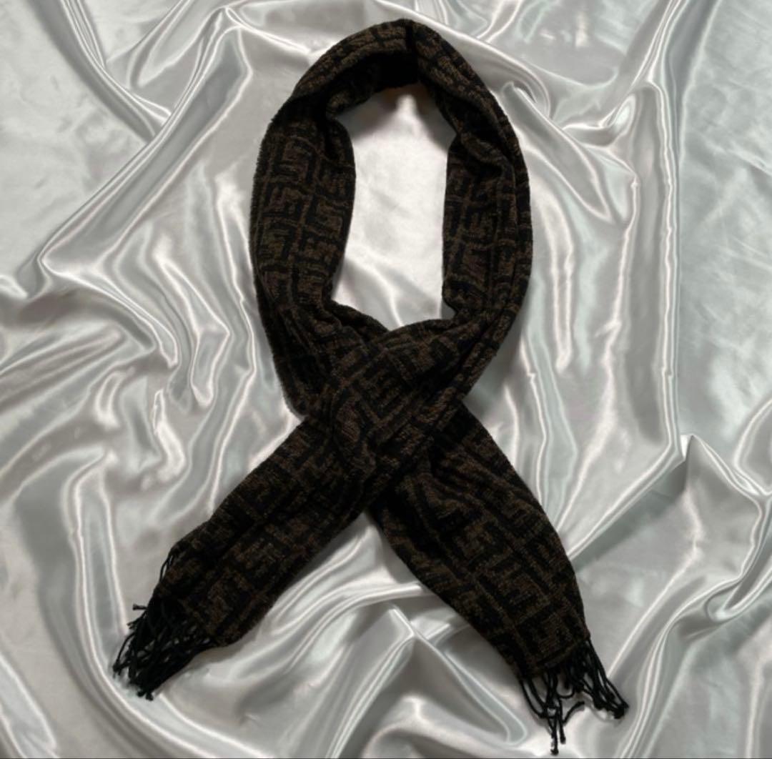 イタリア製　FENDI フェンディ ズッカ柄　マフラー 　ストール　アクリル