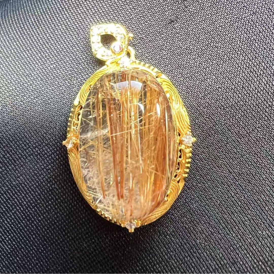 T*R様 A770 ゴールドルチルクォーツ ペンダントトップ（S925）