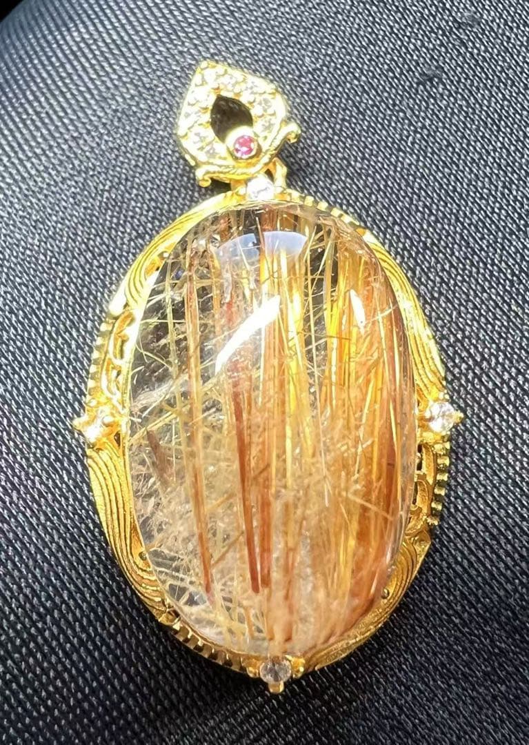 T*R様 A770 ゴールドルチルクォーツ ペンダントトップ（S925）