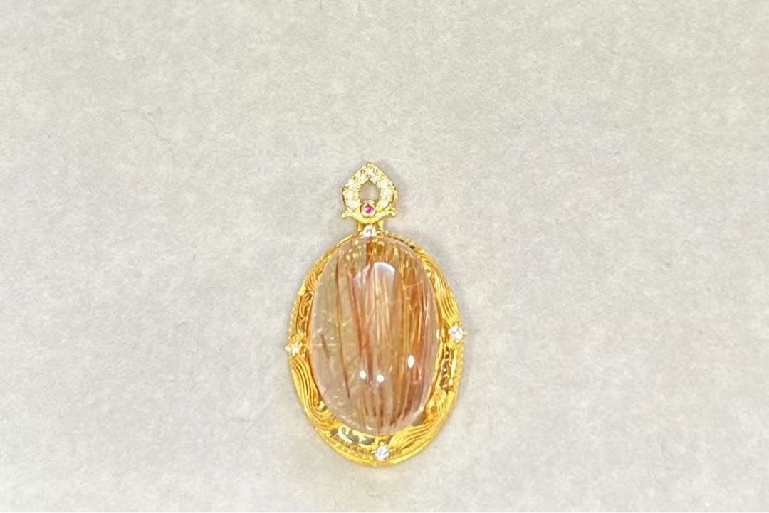 T*R様 A770 ゴールドルチルクォーツ ペンダントトップ（S925）