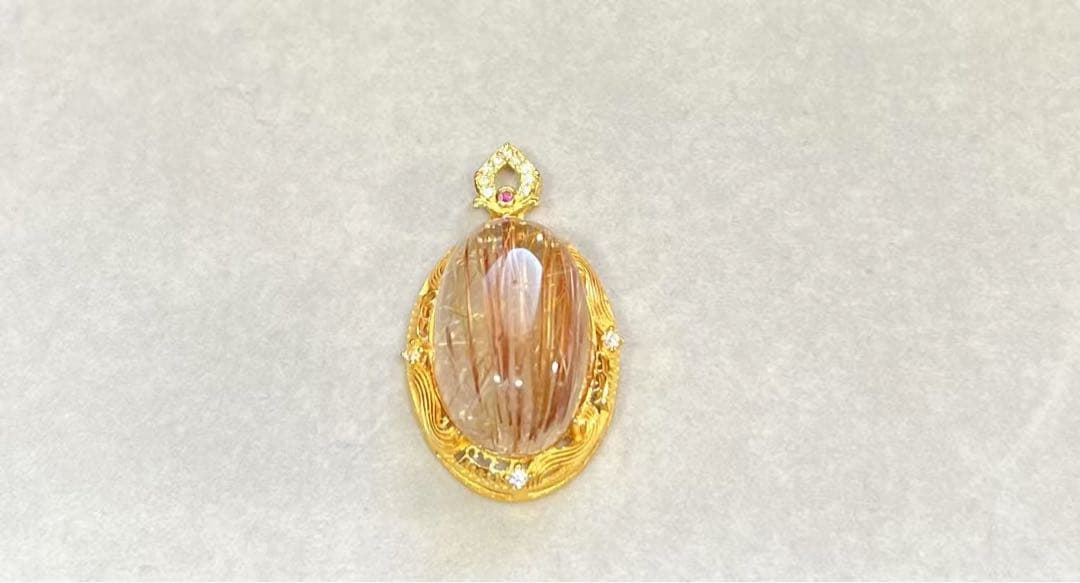 T*R様 A770 ゴールドルチルクォーツ ペンダントトップ（S925）