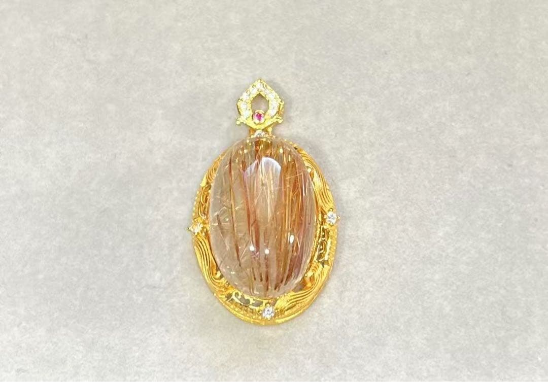 T*R様 A770 ゴールドルチルクォーツ ペンダントトップ（S925）