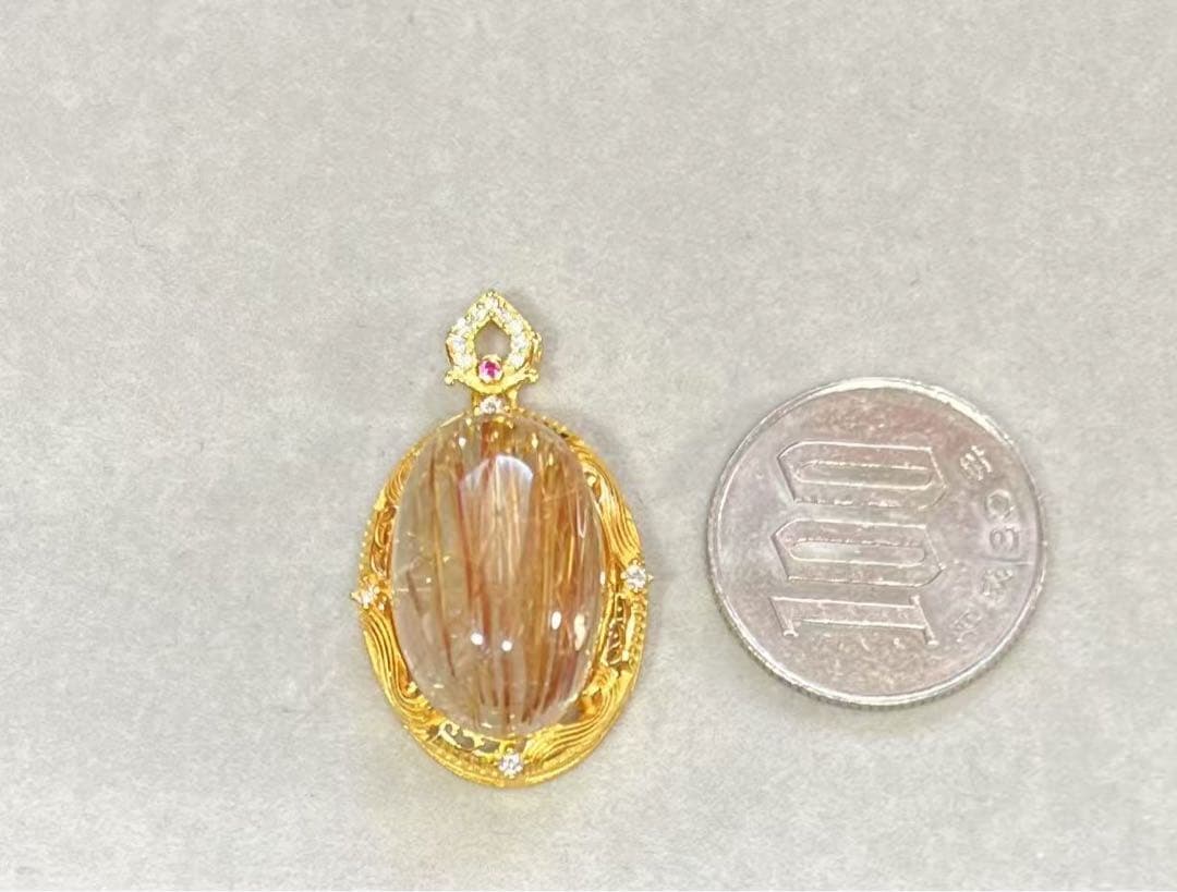 T*R様 A770 ゴールドルチルクォーツ ペンダントトップ（S925）