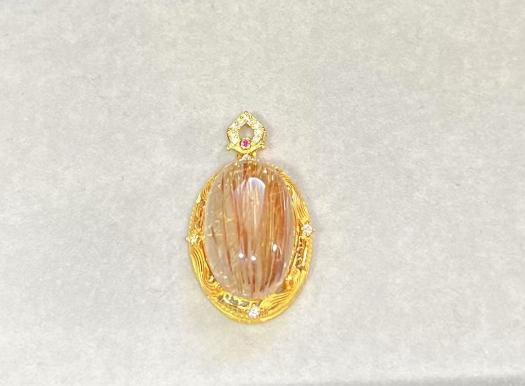 T*R様 A770 ゴールドルチルクォーツ ペンダントトップ（S925）