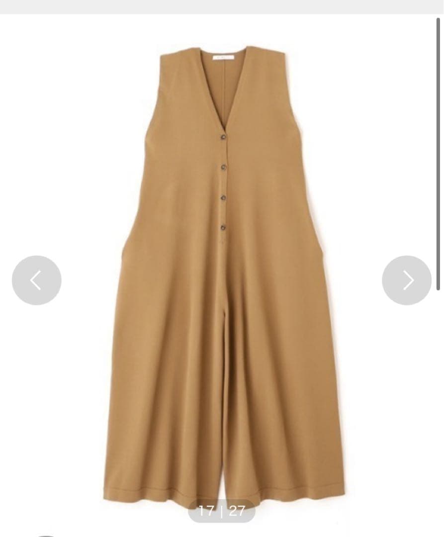 新品未使用　ETRETOKYO フロントボタンニットオールインワン CAMEL