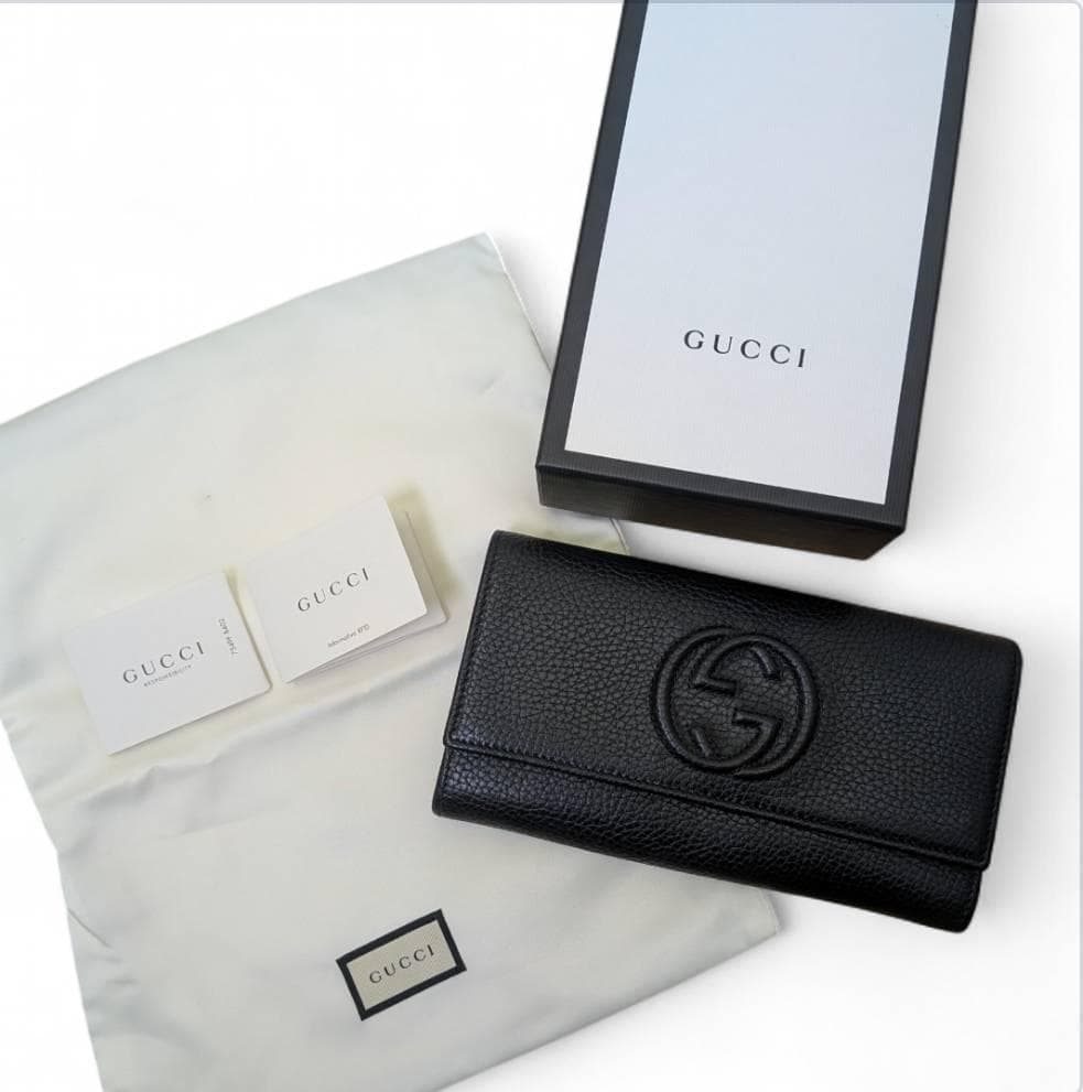 【極美品】GUCCI グッチ ソーホー 長財布 ブラック 箱 袋付