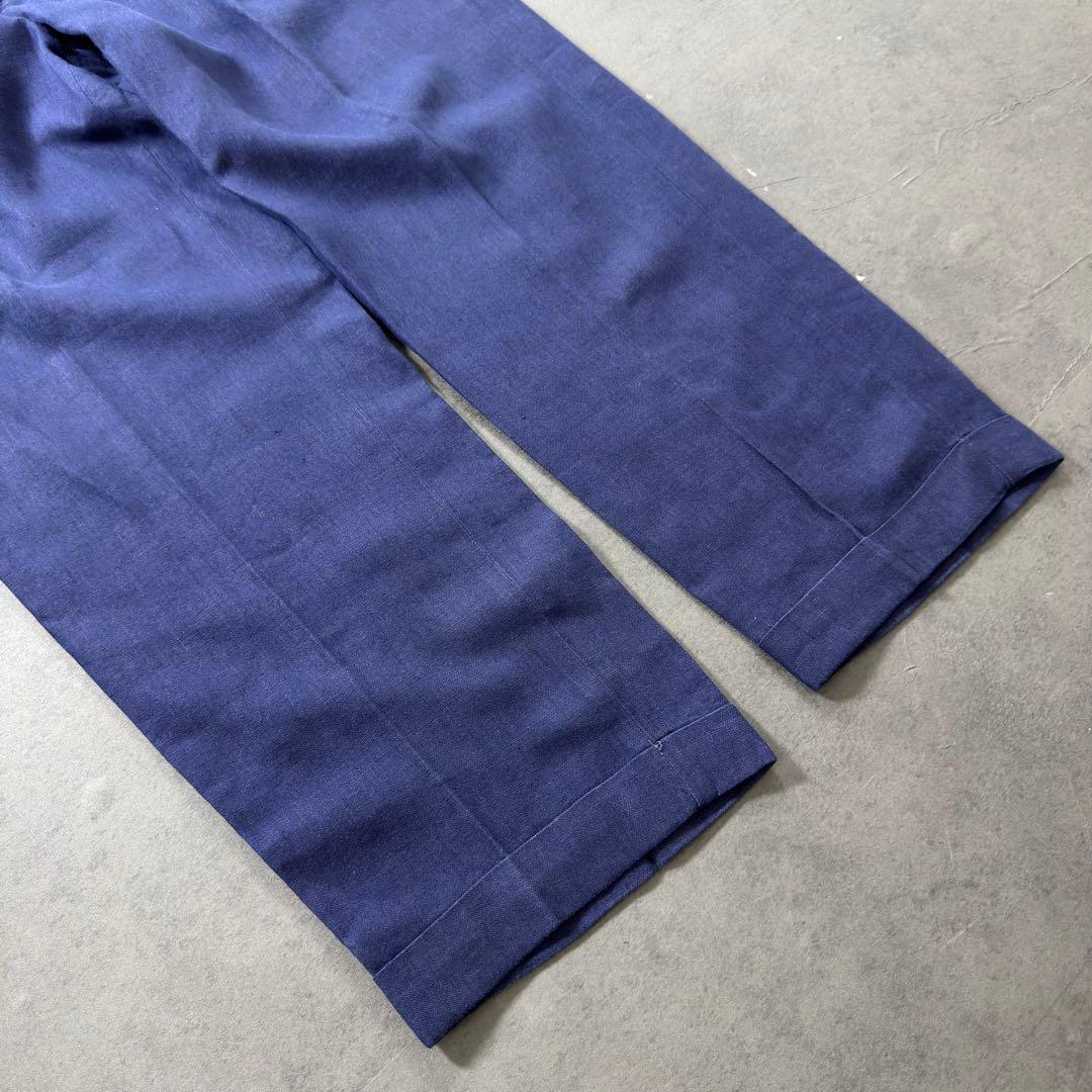 RalphLauren LINEN 2タックスラックス ネイビーW36L30古着