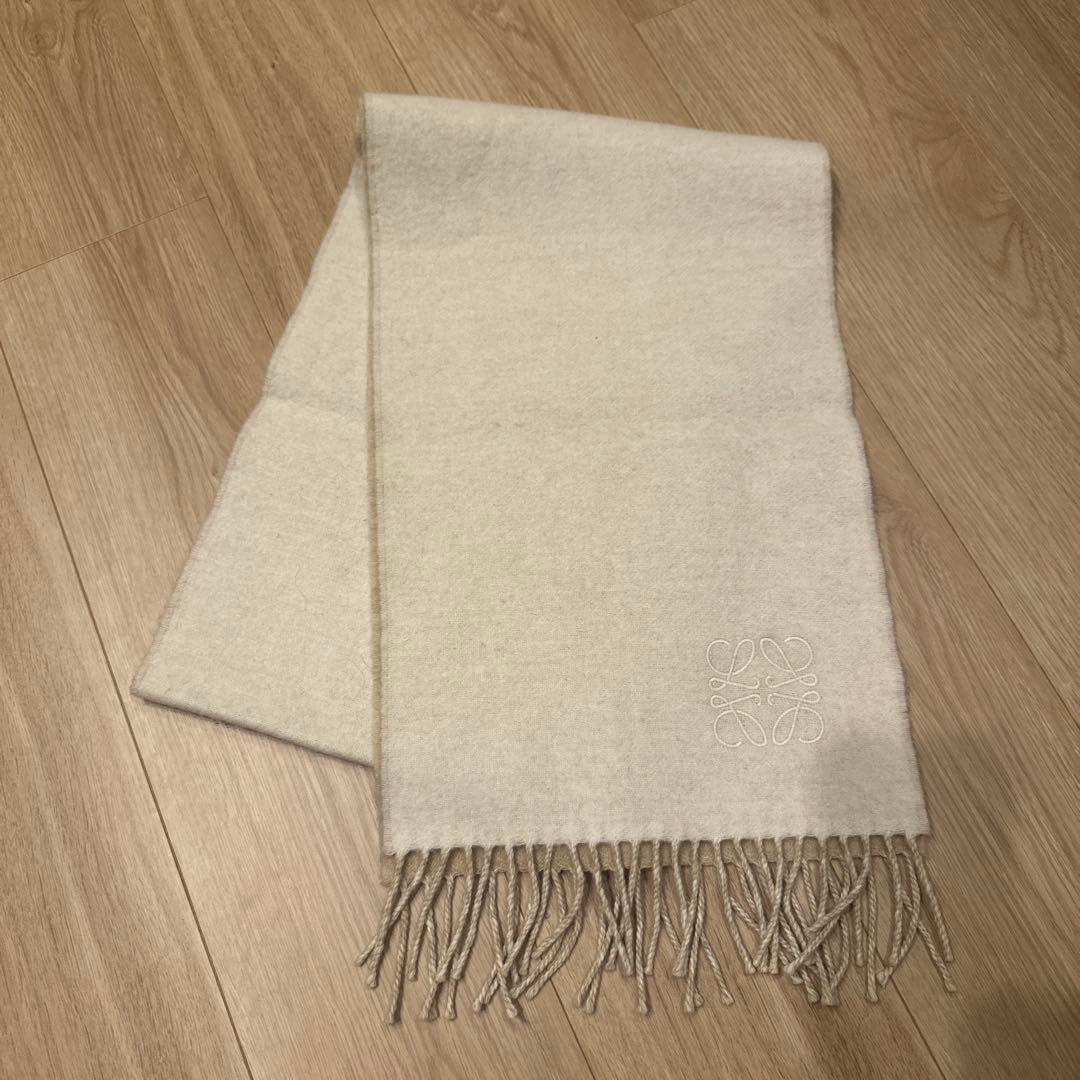 【値下げ中】Loewe ベージュ バイカラーウールカシミヤマフラー