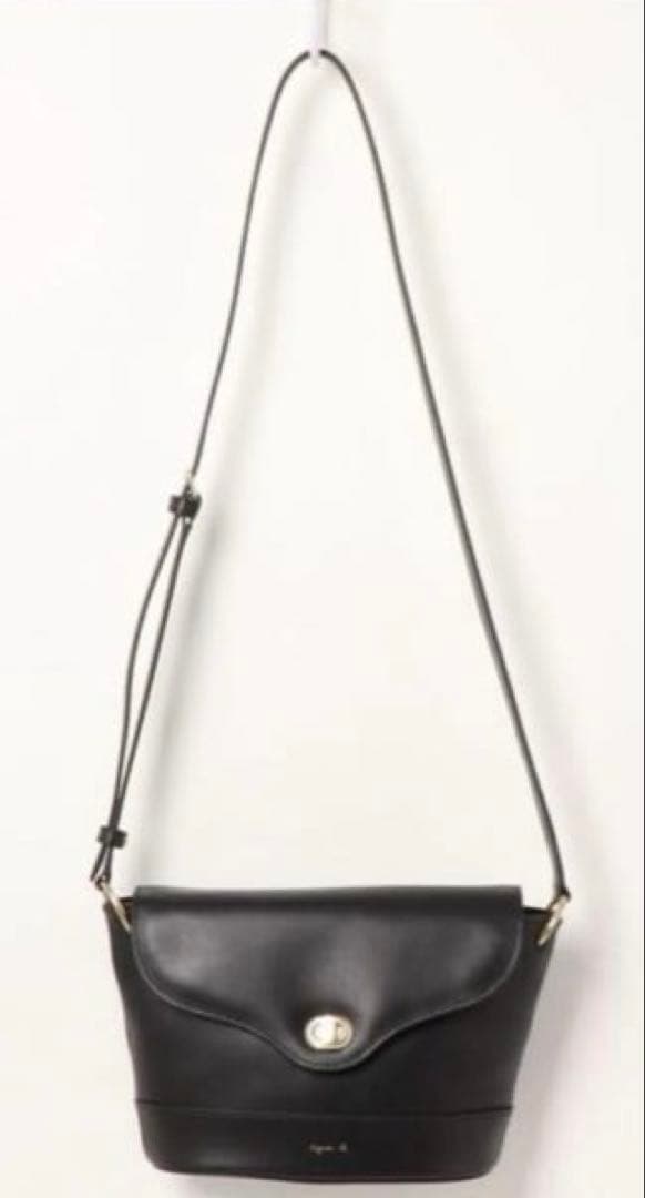 【美品】アニエスベー　ショルダーバッグ　牛革　ブラック