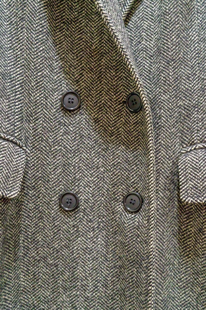 【年末値下げ】ロングコート / Pure Wool 100% ヘリンボーン柄
