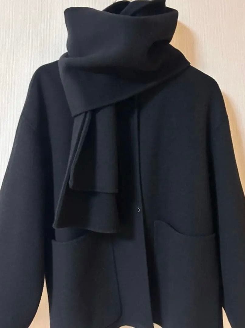 スピックアンドスパン　ビーバーストール付きショートコート　36