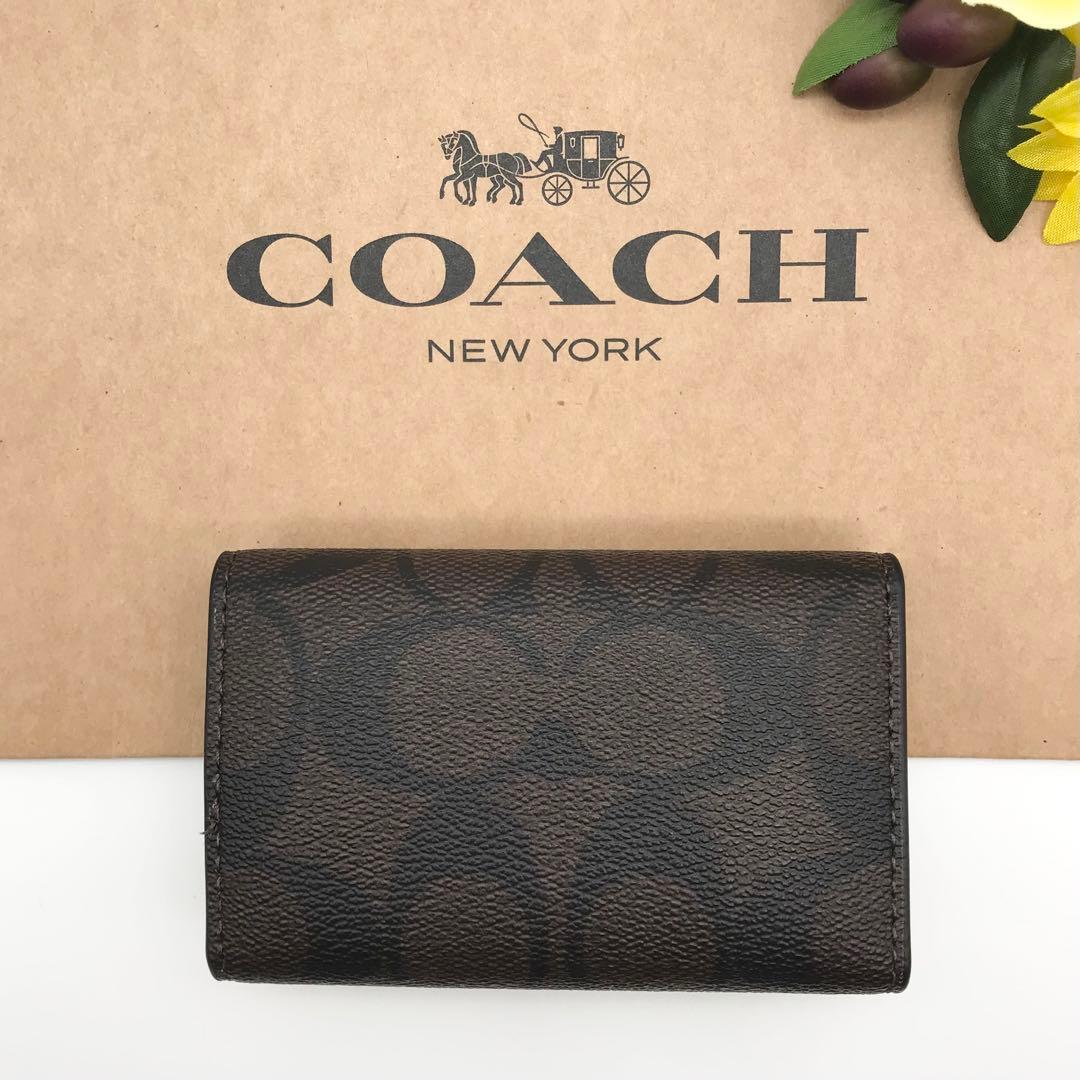 COACH ★大人気★ ファイブリング キーケース シグネチャー ブラウン 新品
