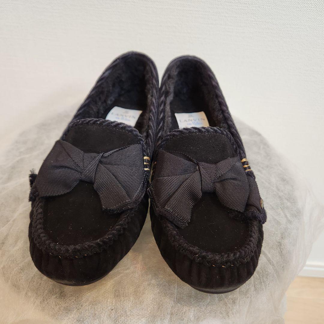 「お正月値下げ」美品/23cm/ランバンオンブルー／リボンモチーフボアモカシン