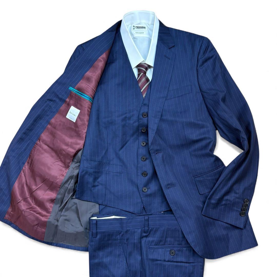 極美品 ポールスミス 現行 スリーピース スーツ シルク ゼニア生地 Lサイズ