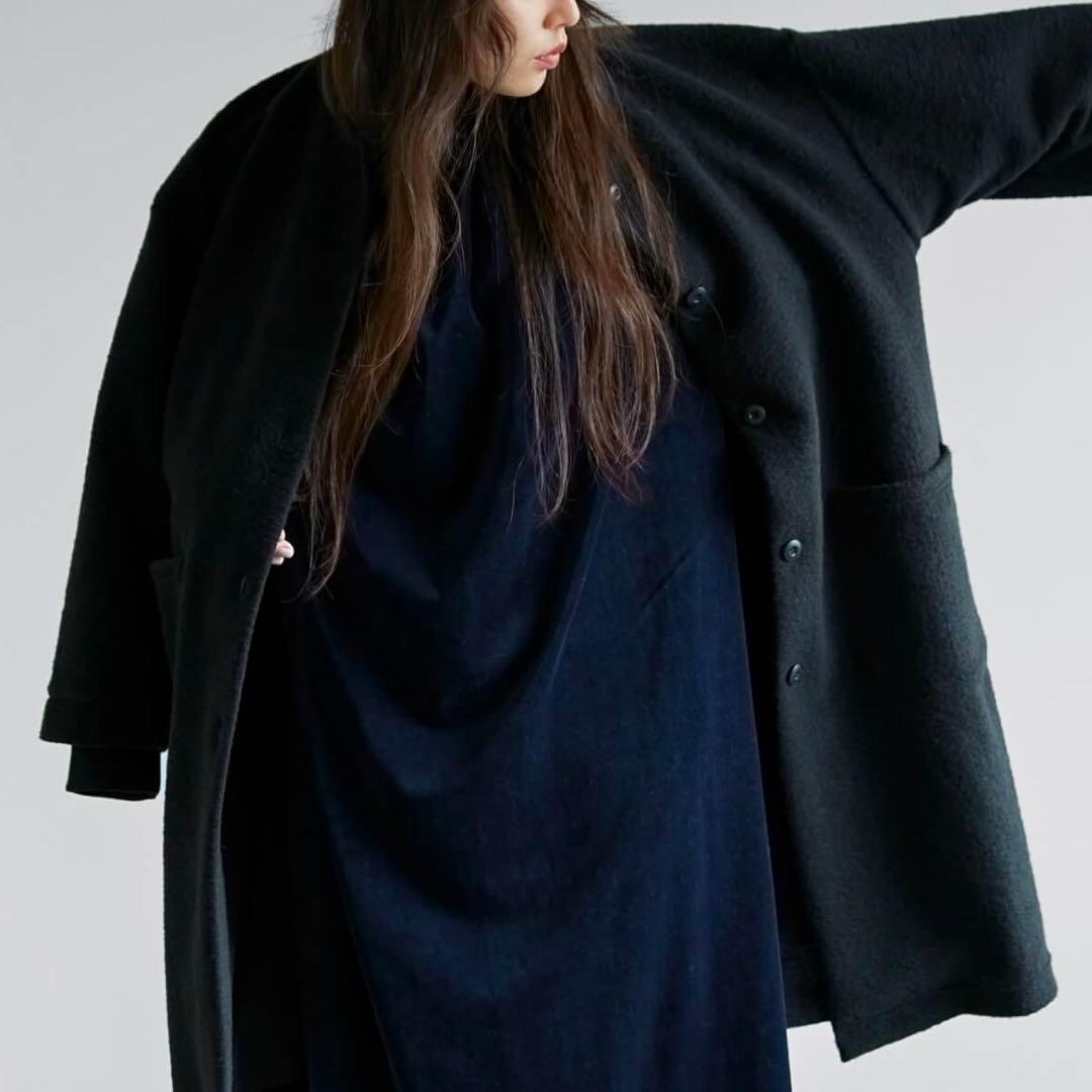 【美品】D/クラスカ/エアブラシュジャージーコート/マオカラーロングコート/38