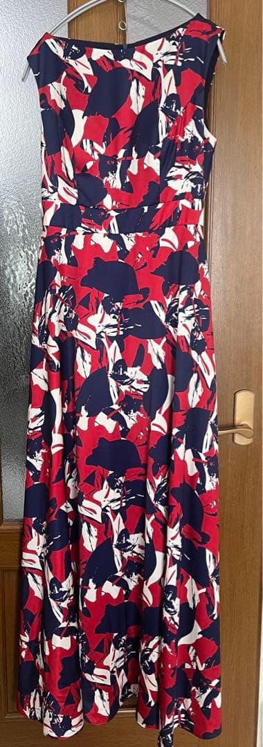 美品GINZA COUTURE プリント柄 ノースリーブ Aライン ロングドレス