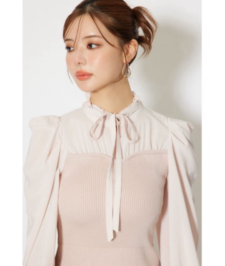 rienda チュールドッキングニットマーメイドワンピース ライトピンク F