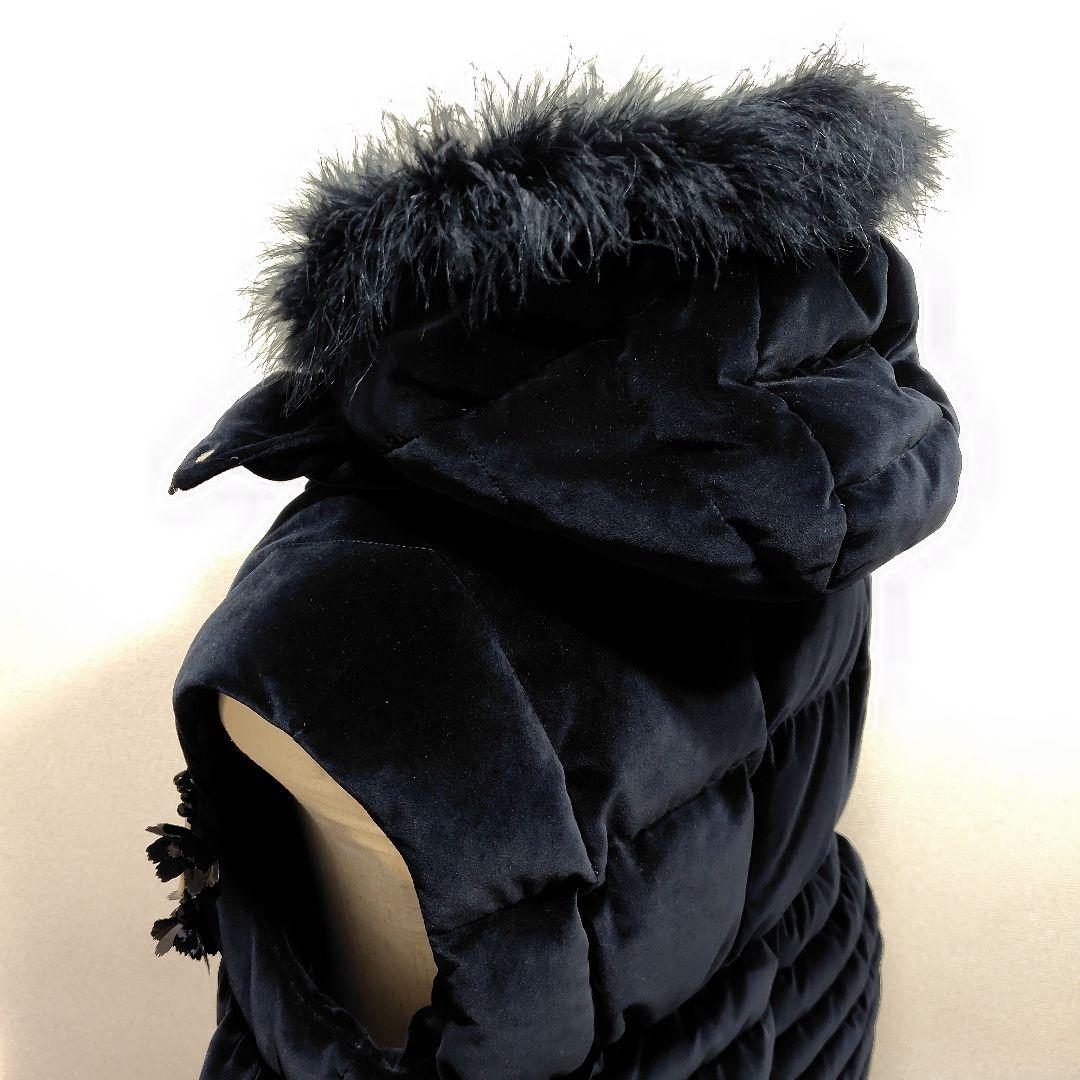 モンクレール Gemma ジェマ ダウンベスト フード ファー ベルベット 黒