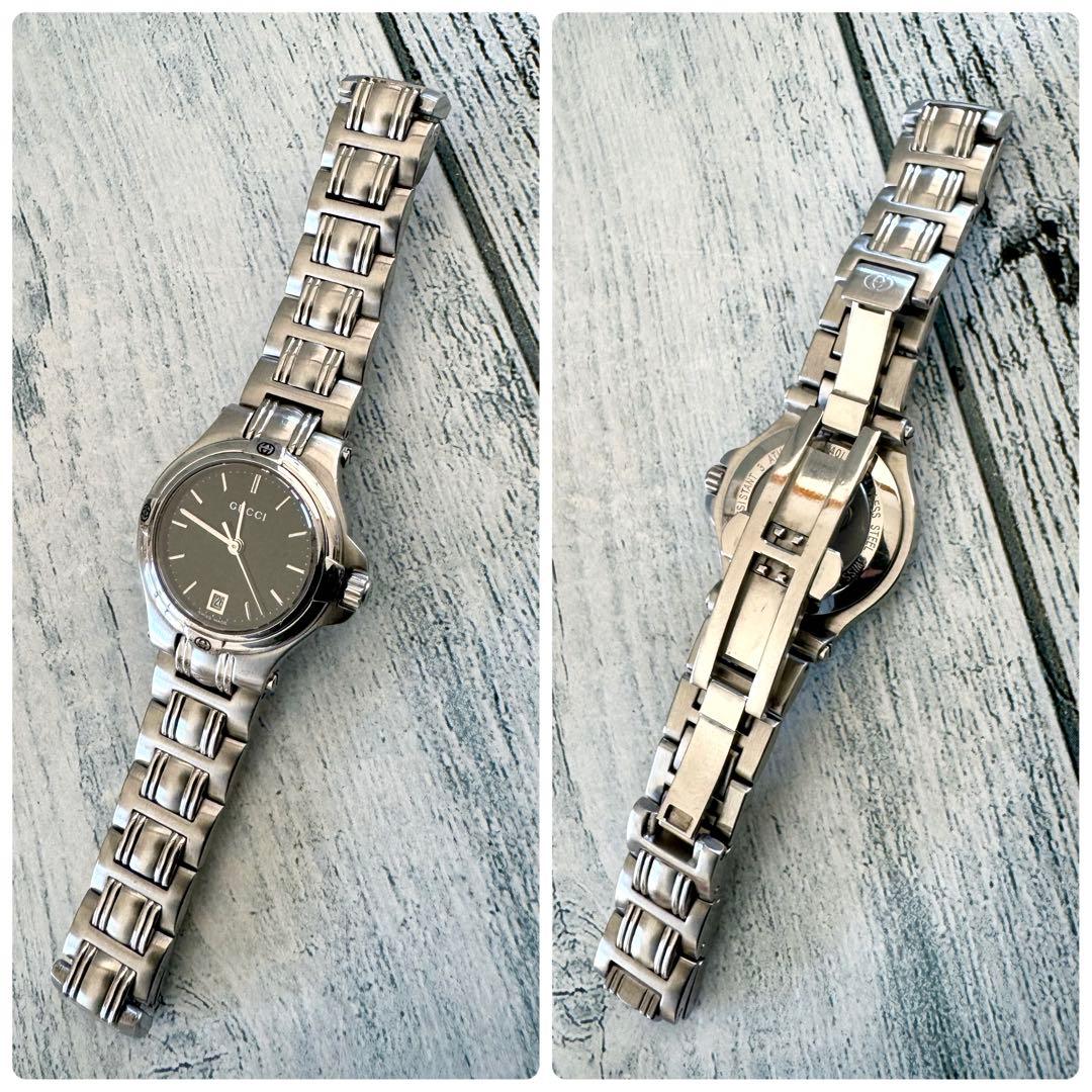 【電池交換済】グッチ GUCCI 腕時計 9040L レディース シルバー 黒