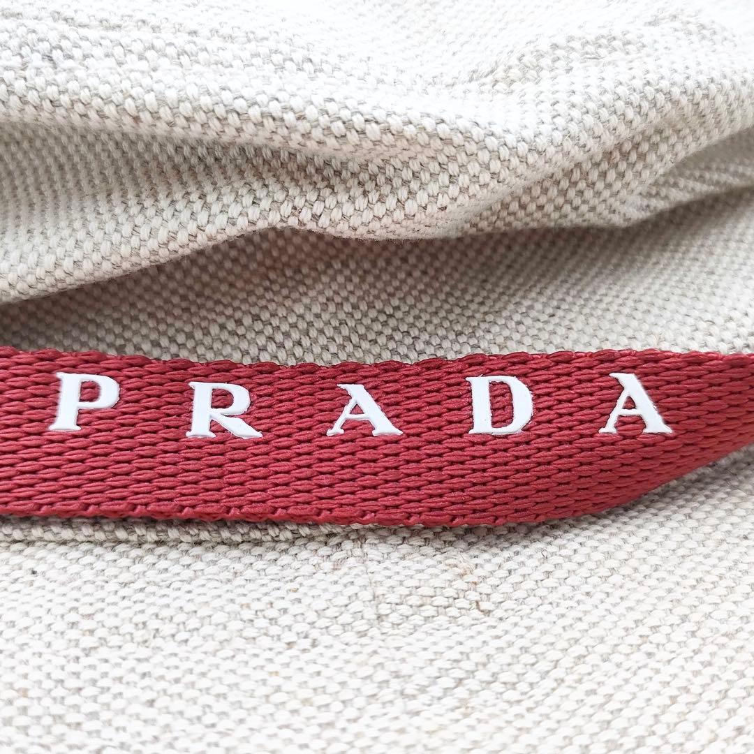 【人気】PRADA プラダ ハット 帽子 ロゴリボン リネン混 Sサイズ