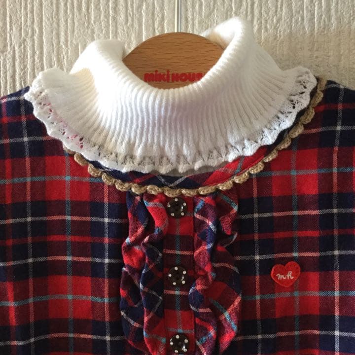 新品タグ付き ミキハウス 女の子 タートルネックセーター ワンピース 130