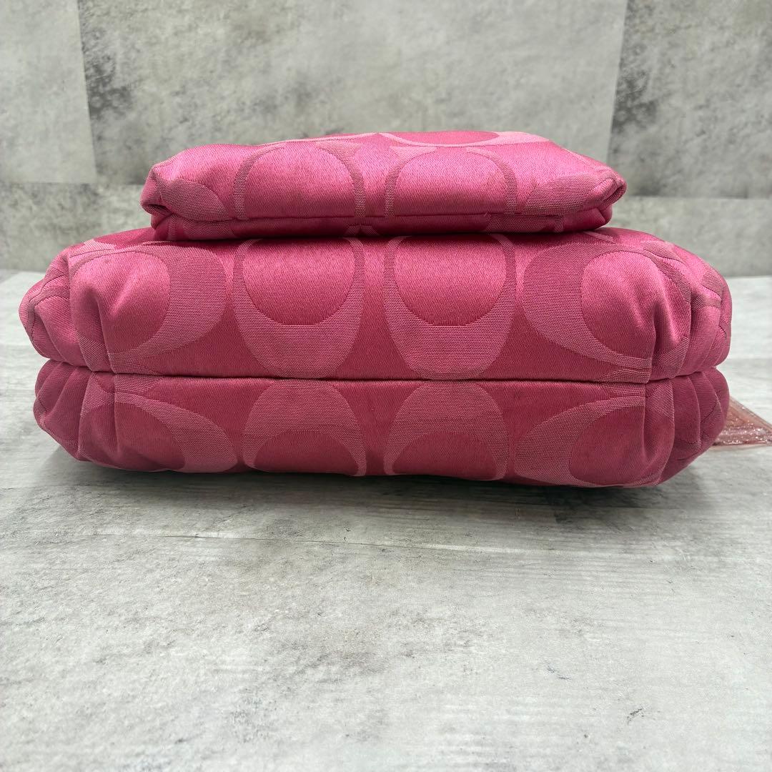 ✨稀少✨美品✨コーチ　ポピー　ショルダーバッグ　2way シグネチャー　ピンク
