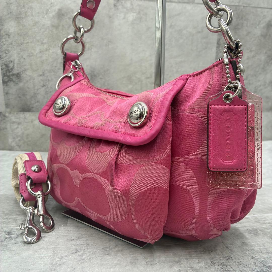 ✨稀少✨美品✨コーチ　ポピー　ショルダーバッグ　2way シグネチャー　ピンク